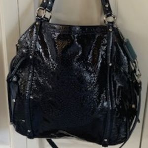 Coach Audrey Navy blue patent leather tote purse